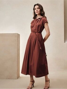 NWT Elegant Maxi Dress with Tie Belt